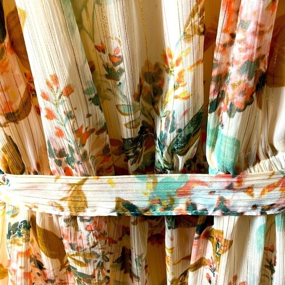 LC Lauren Conrad Pleat Neck Fit & Flare Tropical Vacation Dress Small - Picture 3 of 11